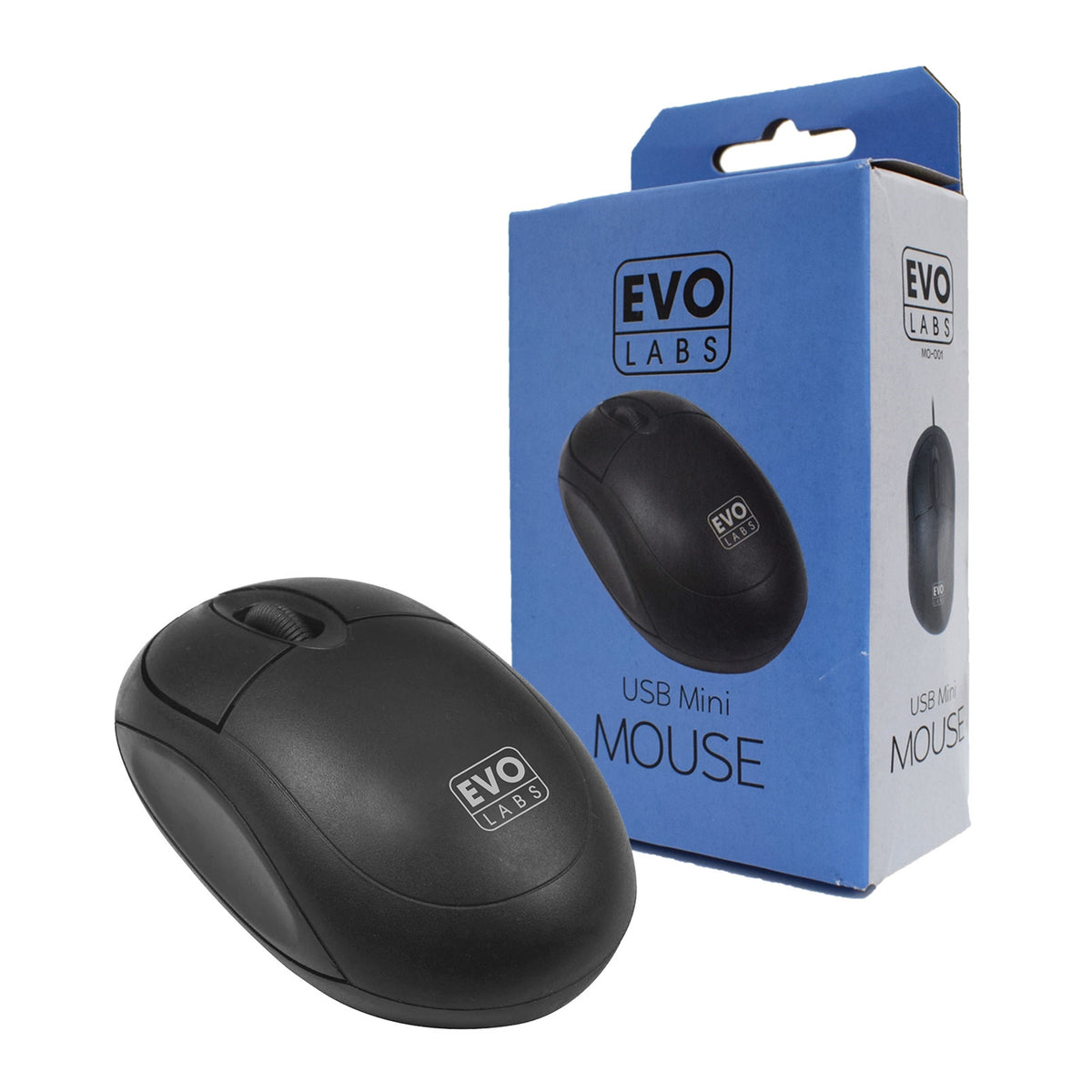 EVO LABS MO-001 | Wired USB mini mouse | 800 DPI optical | Matte black