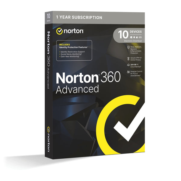 Norton 360 Advanced | Antivirus | 10 devices, 1 year | 200GB cloud