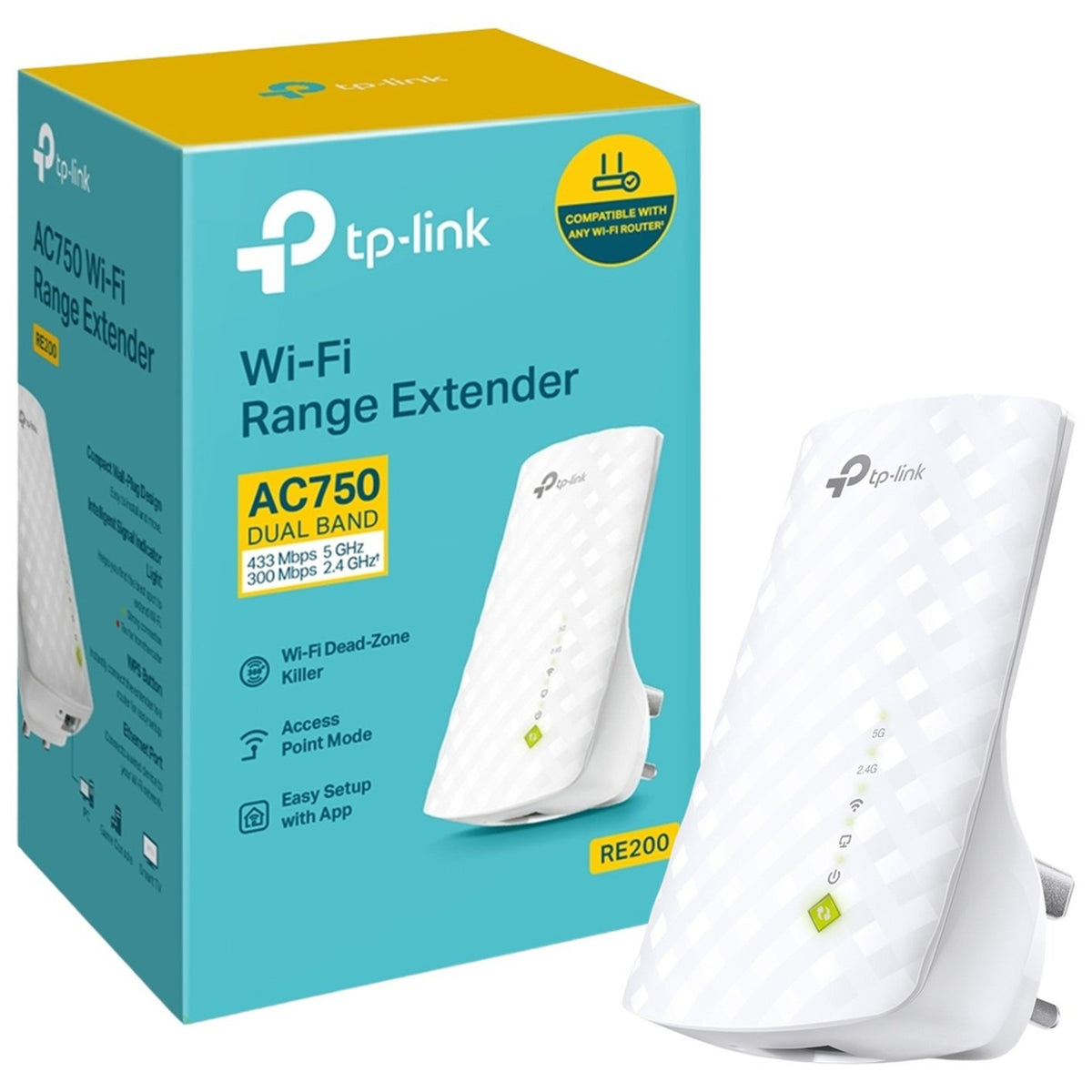 TP-Link RE200 | Wi-Fi range extender | AC750 dual band | Wall plug