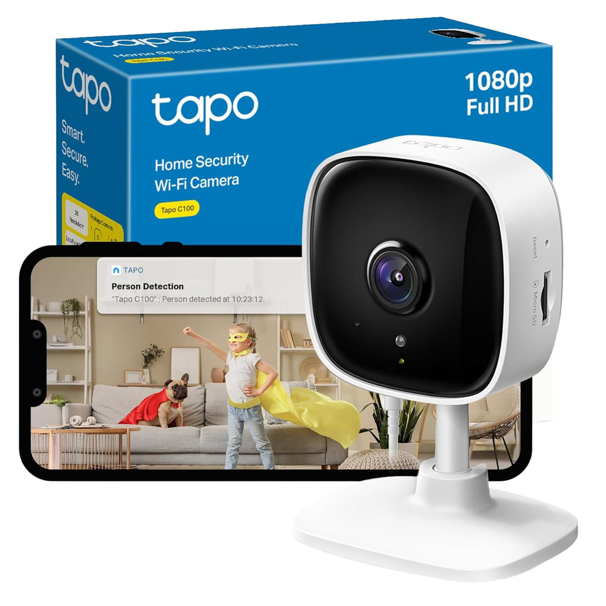 TP-Link Tapo C100 | Indoor Wi-Fi security camera | 1080p Full HD | White