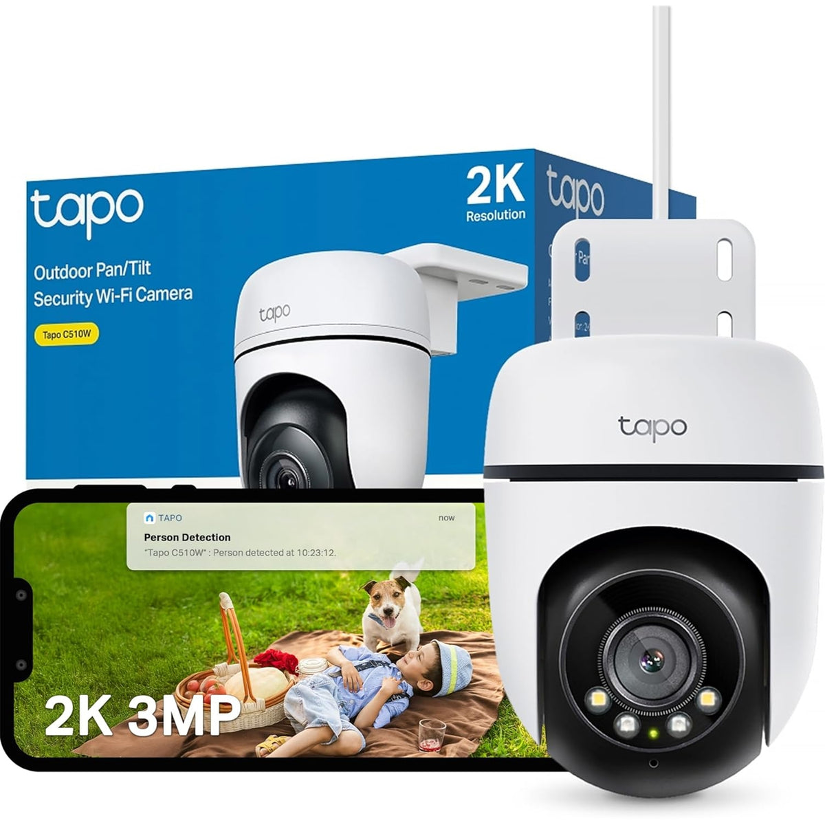 TP-Link Tapo C510W | Outdoor security camera | 2K pan and tilt | White
