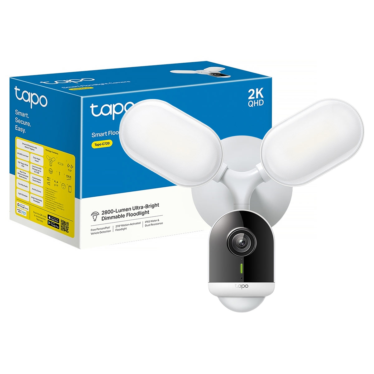 TP-Link Tapo C720 | Smart floodlight security camera | 2K QHD | White