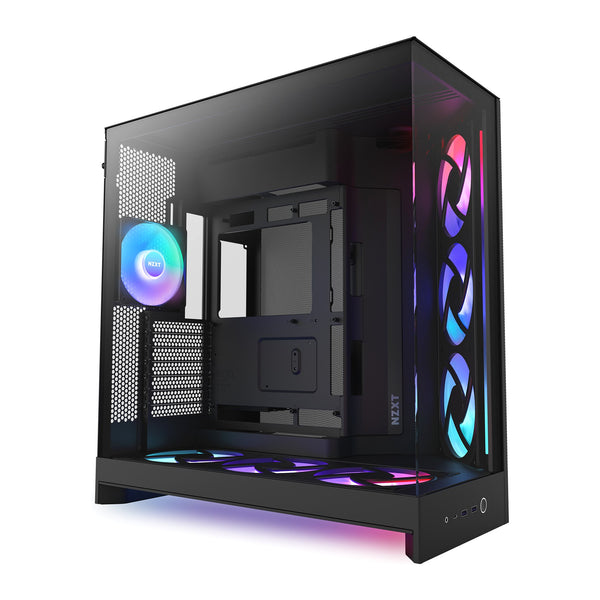 NZXT H9 Flow RGB+ | Mid tower PC case | ATX and E-ATX | Black