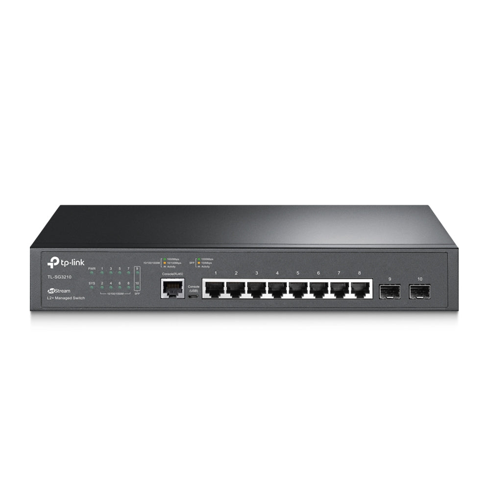 TP-Link JetStream TL-SG3210 | Managed Gigabit switch | 8 RJ45 and 2 SFP ports