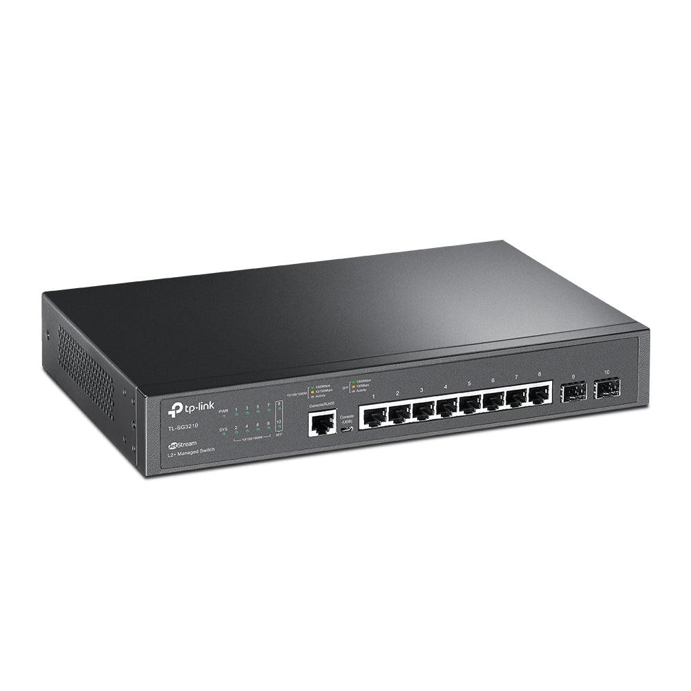 TP-Link JetStream TL-SG3210 | Managed Gigabit switch | 8 RJ45 and 2 SFP ports