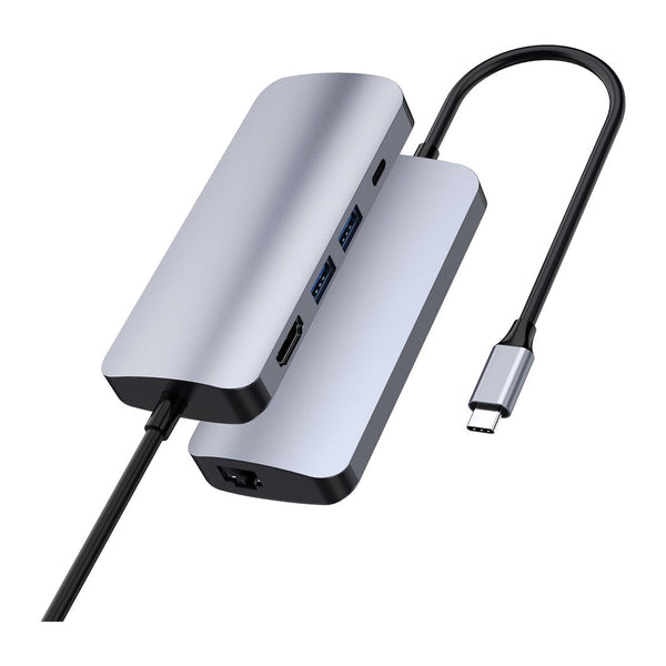 PREVO C501R | USB-C docking station | 4K HDMI and Gigabit Ethernet | Silver