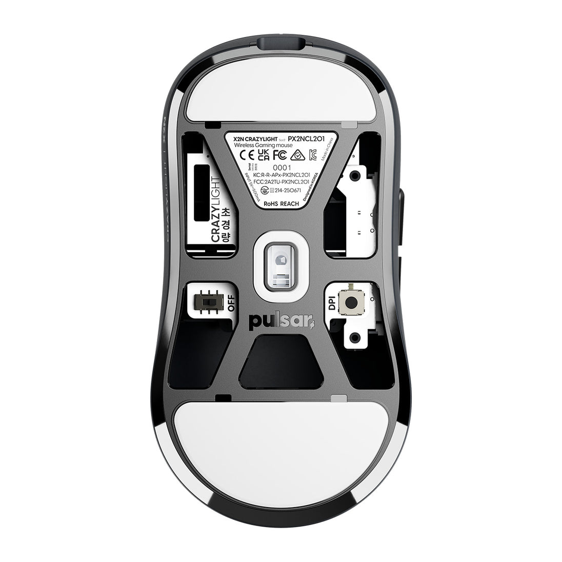 Pulsar X2N CrazyLight Medium | Wireless gaming mouse | 32000 DPI | Jet Black
