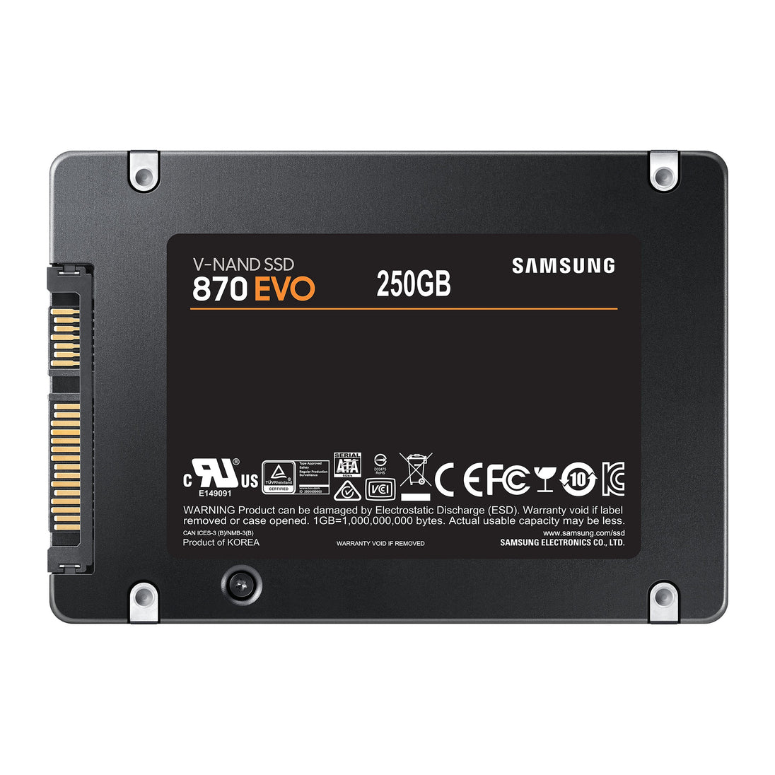 Samsung 870 EVO | 250GB SATA SSD | 2.5-inch | Black