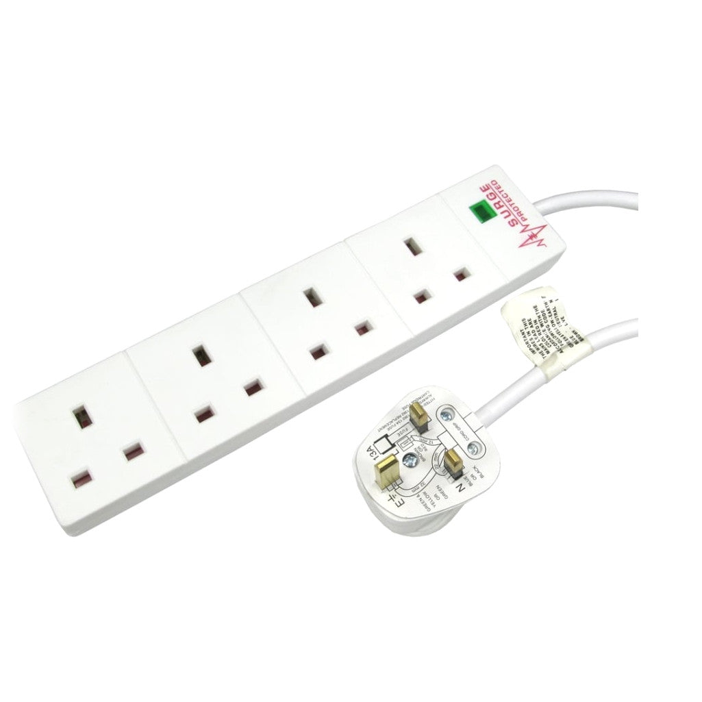 Target RB-05M04SPD | Mains extension lead | 4-way surge protected | 5m white