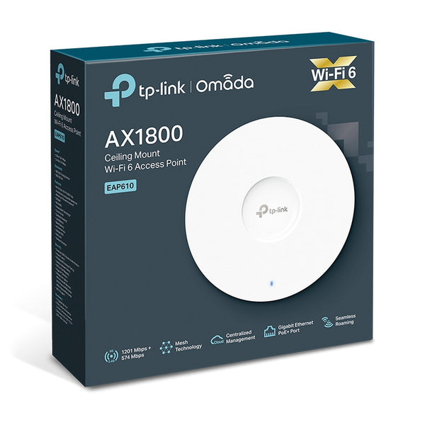 TP-Link Omada EAP610 | AX1800 Wi-Fi 6 ceiling access point | PoE+ | Gigabit