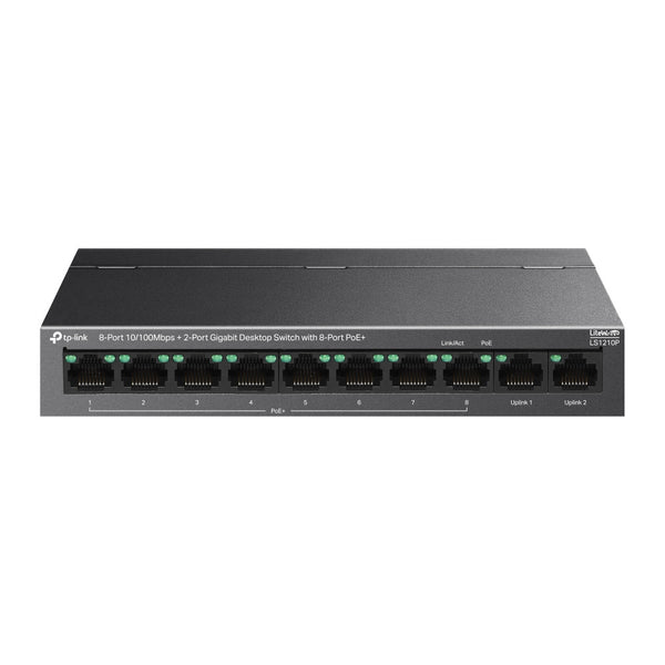 TP-Link LS1210P | 10-port desktop switch | 8x 10/100 PoE+ 96 W | 2x Gigabit