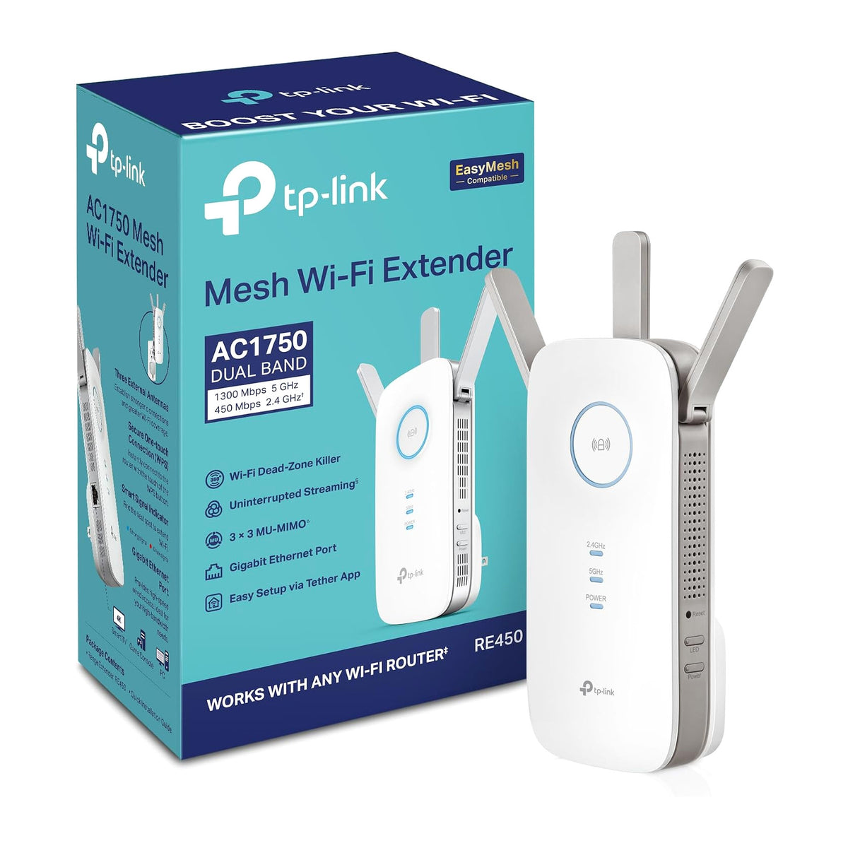 TP-Link RE450 | Wi-Fi range extender | AC1750 dual band | White
