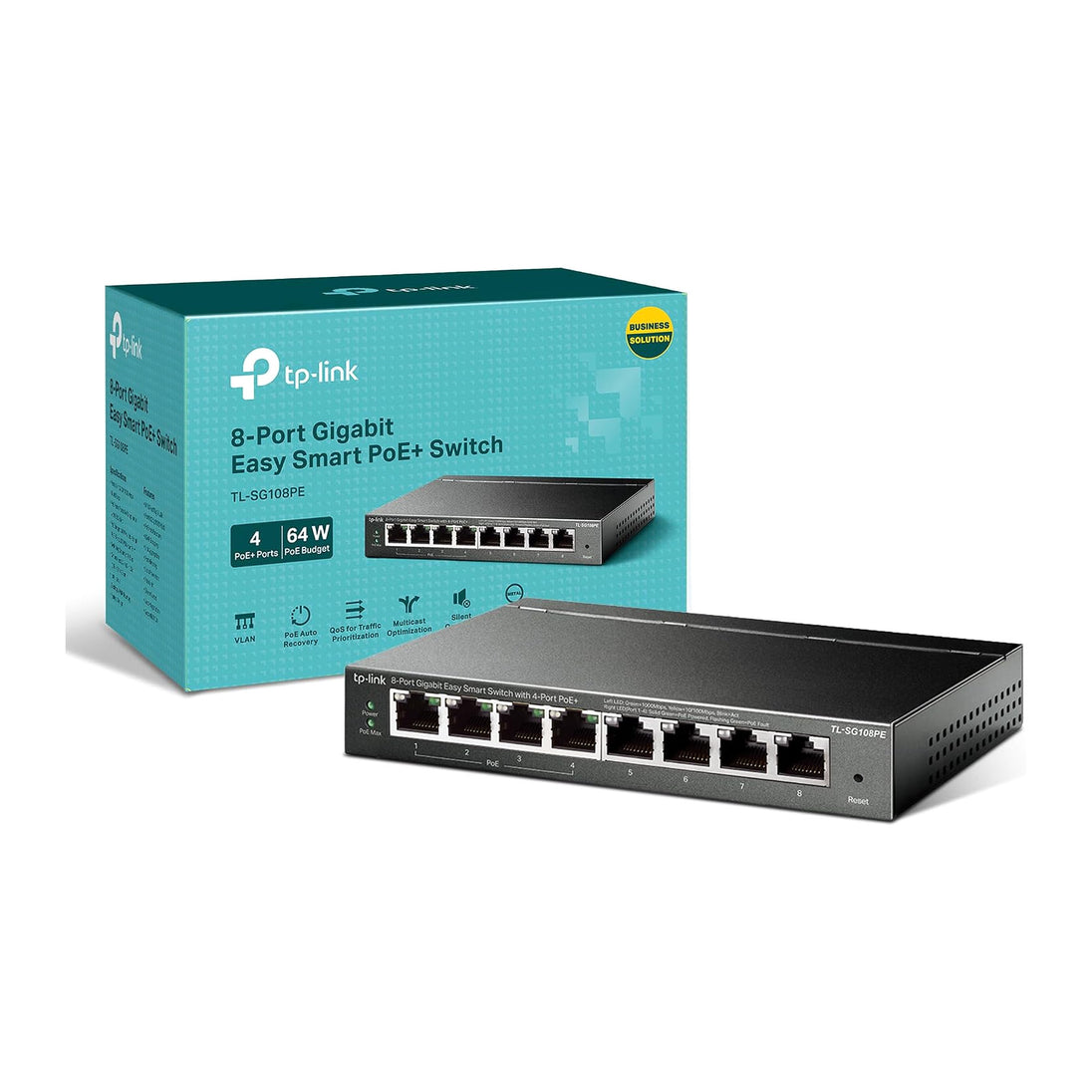 TP-Link TL-SG108PE | Gigabit Easy Smart switch | 8 ports with 4-port PoE+ | 64 W