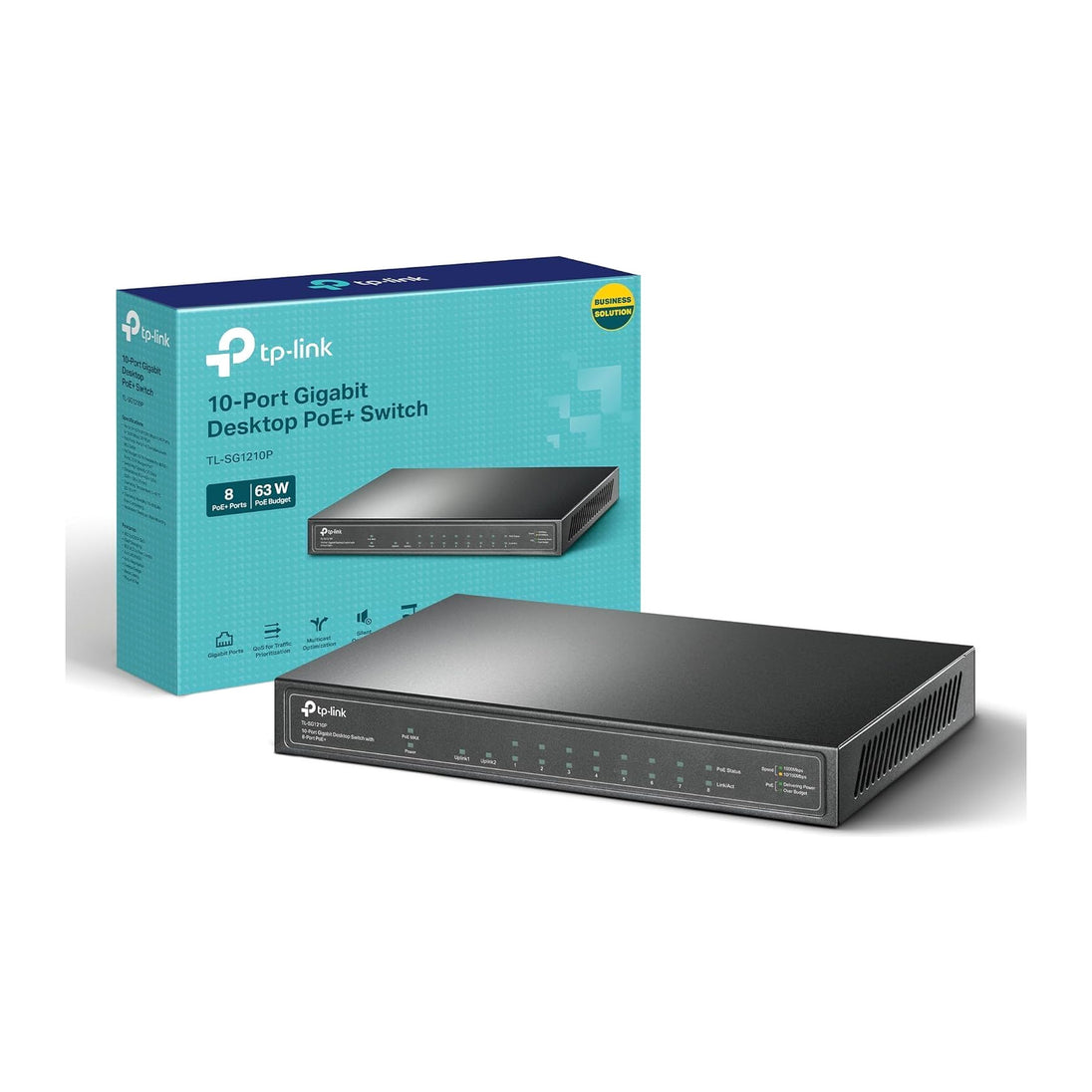 TP-Link TL-SG1210P | Gigabit Ethernet switch | 8-port PoE+ | 63W