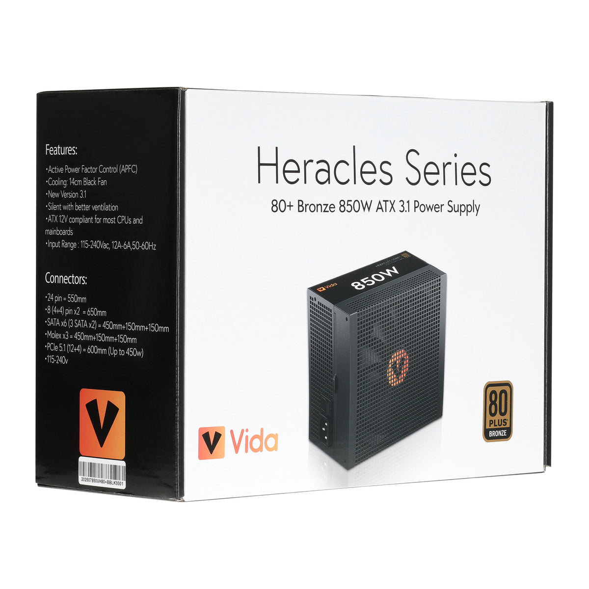 Vida Heracles | ATX 3.1 power supply | 850W | 80 PLUS Bronze | Black