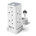 VonHaus Tower Extension Lead | 8 sockets and 4 USB ports | 2 m | White