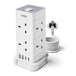 VonHaus Tower Extension Lead | 8 sockets and 4 USB ports | 2 m | White
